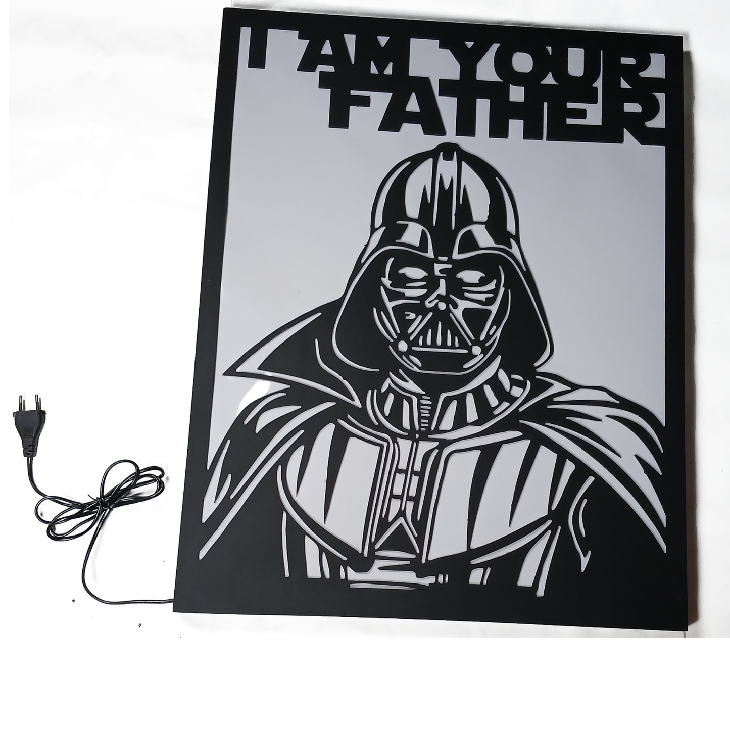Darth Vader LED wall art box contents with cable