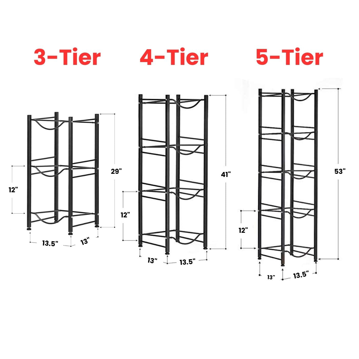 Dimensions of HavenzUp 3 tier 4 tier and 5 tier water bottle rack stand for 5 gallon bottles