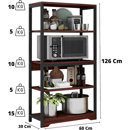 Dimensions and weight capacity of 5-tier kitchen baker's rack microwave stand with storage shelves