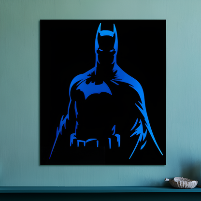 LED wall art featuring Batman superhero design