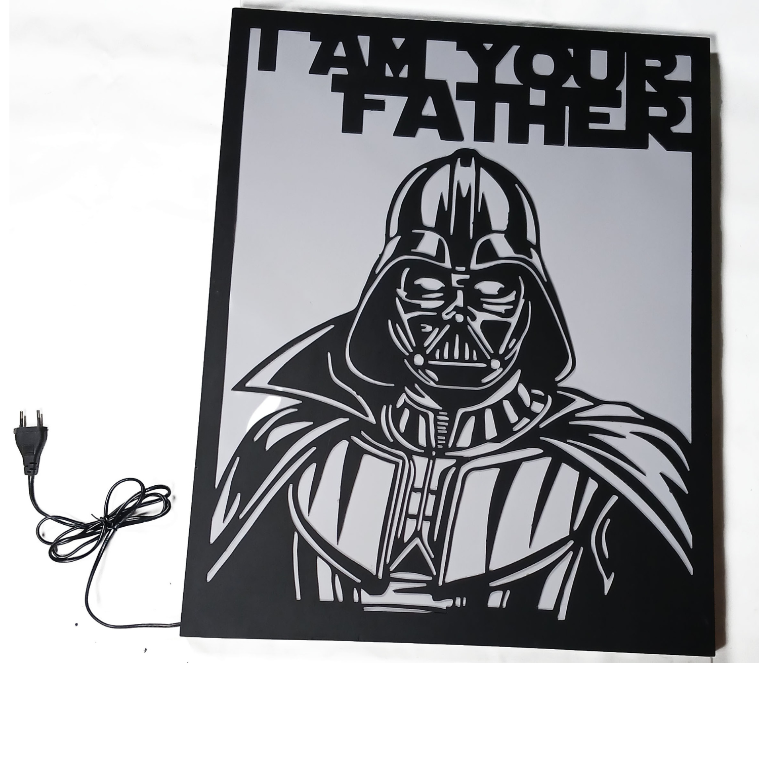 Darth Vader LED wall art box contents with cable