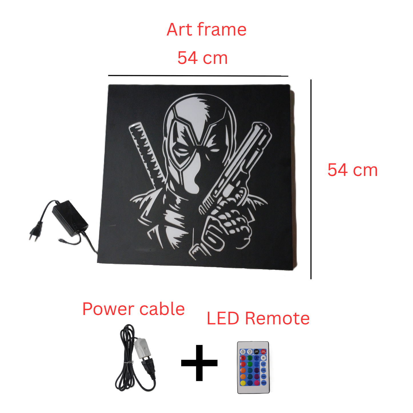 Deadpool LED wall art package contents including frame and remote