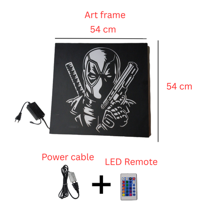 Deadpool LED wall art package contents including frame and remote