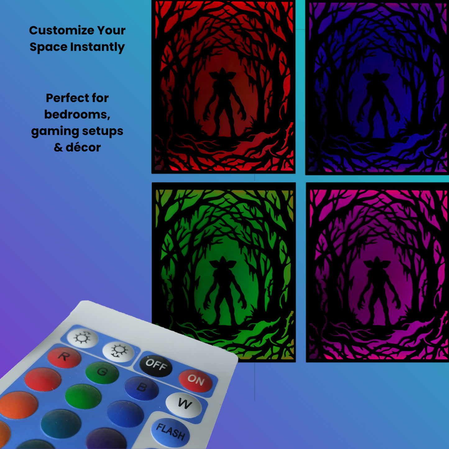 LED wall art remote control for changing LED colors