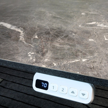 Electric standing desk with gray marble style high gloss tabletop