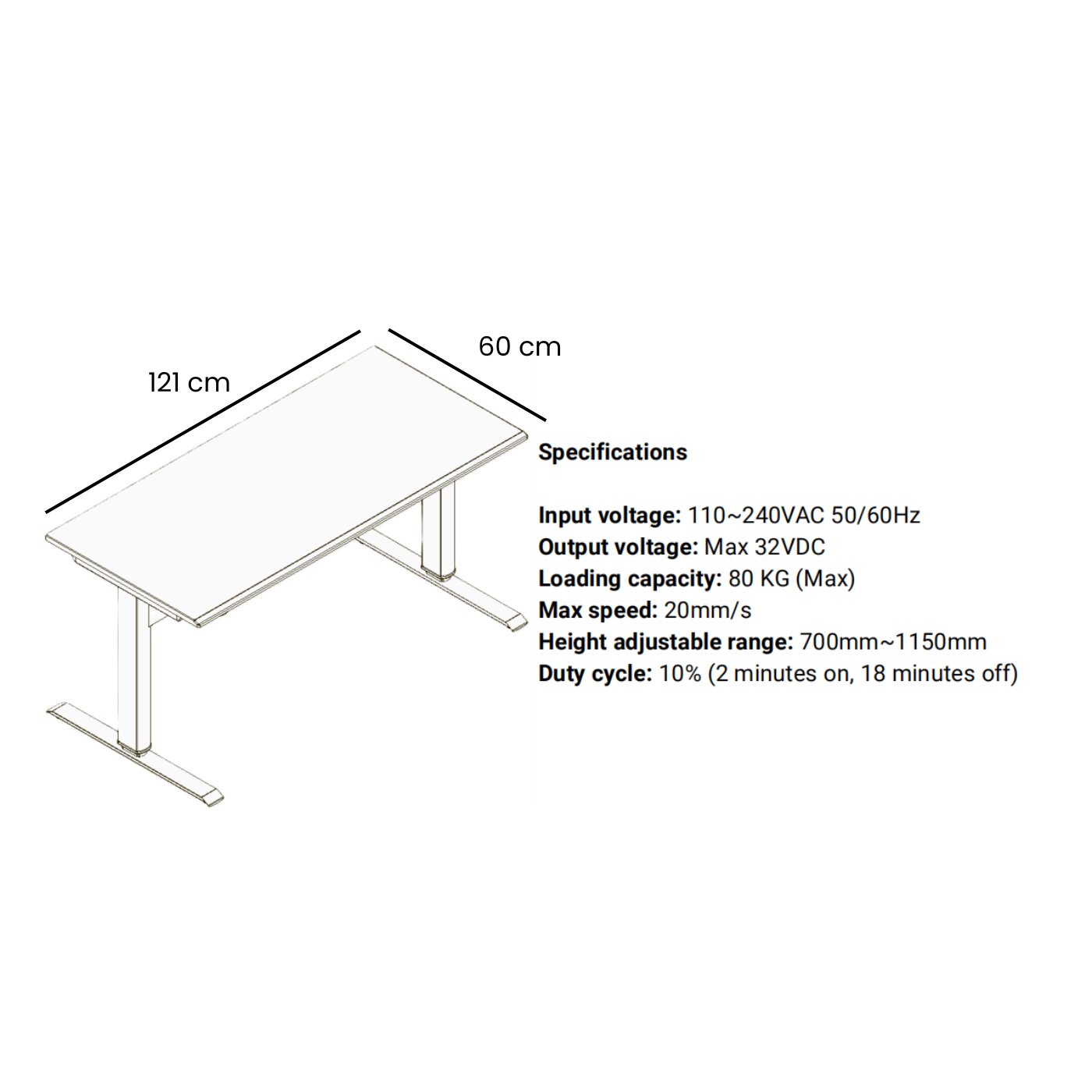 HavenzUp Electric Standing Desk – Adjustable Height Desk for Gaming & Work (120×60 cm)