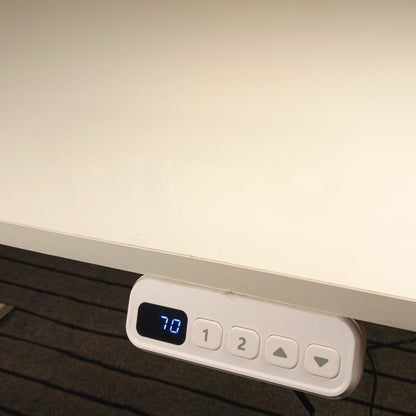 Electric standing desk with white high gloss tabletop