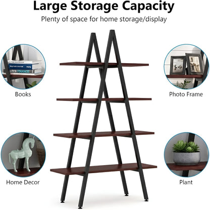 HavenzUp 4-tier ladder bookshelf displaying books, plants, picture frames and decorative accessories