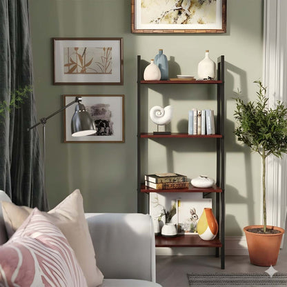 Modern HavenzUp ladder bookshelf used in a work-from-home office setup with books, files and decorative items
