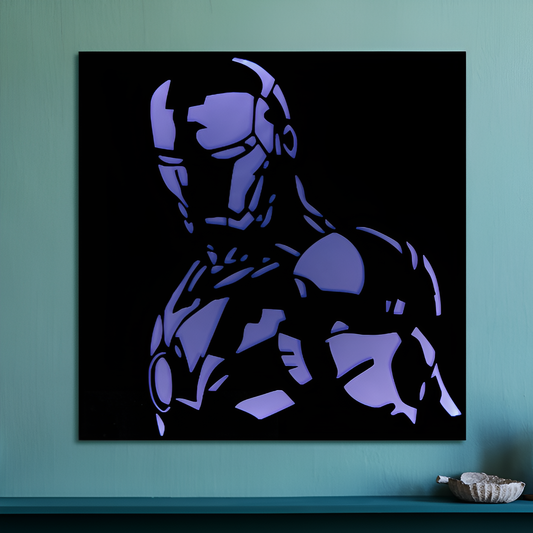 LED wall art featuring Iron Man superhero design