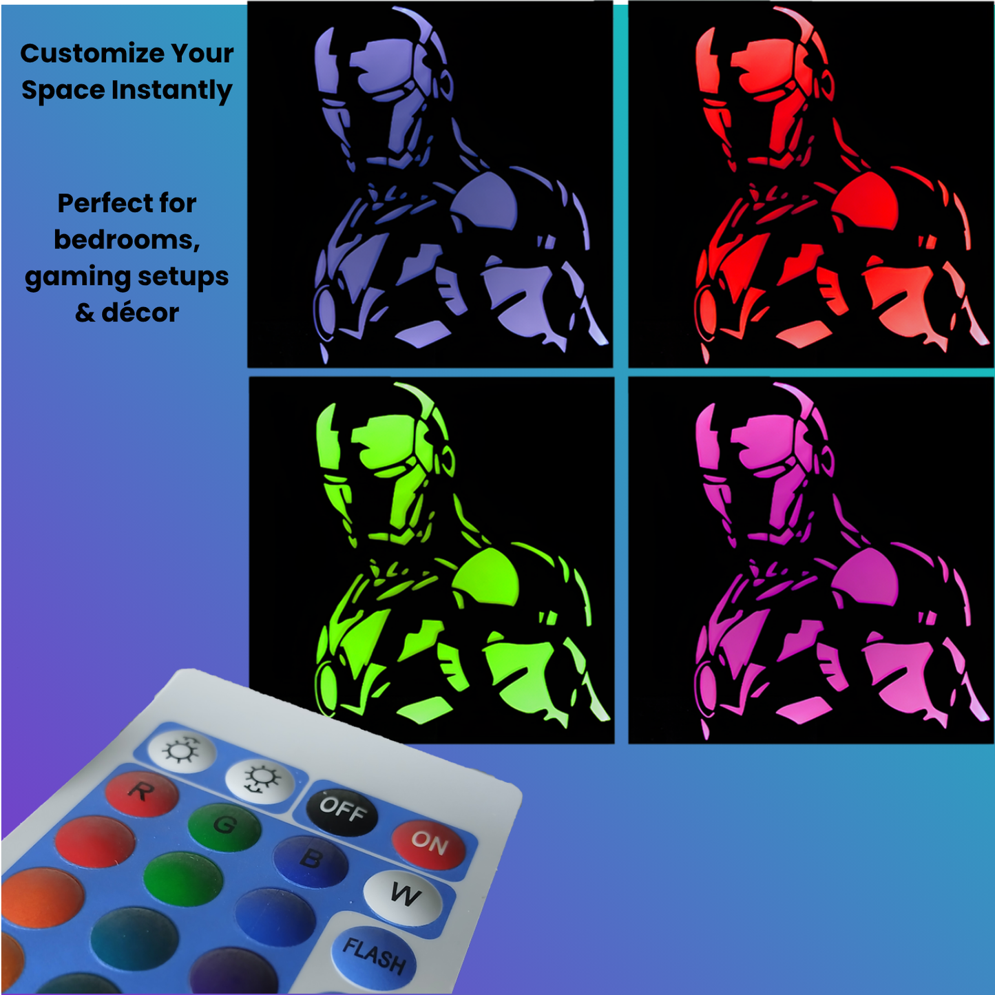 LED wall art remote control color changing feature