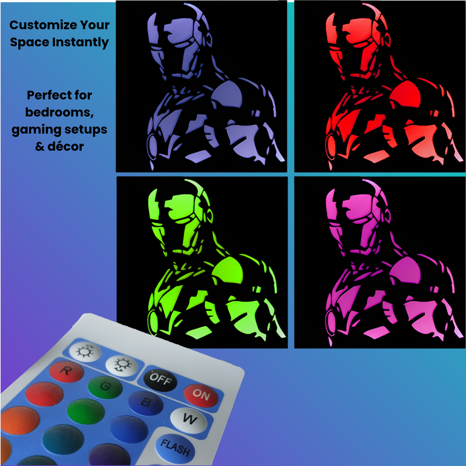 LED wall art remote control color changing feature