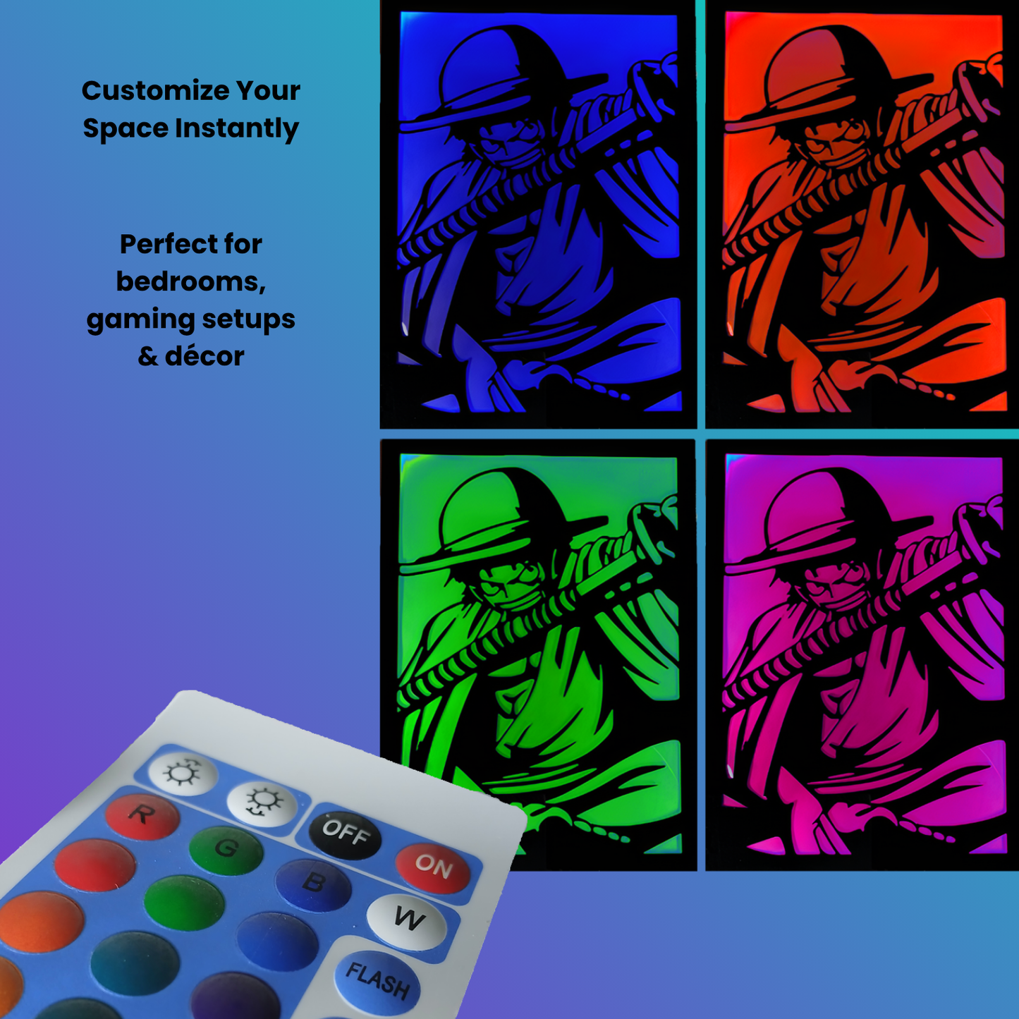 LED wall art remote control changing colors